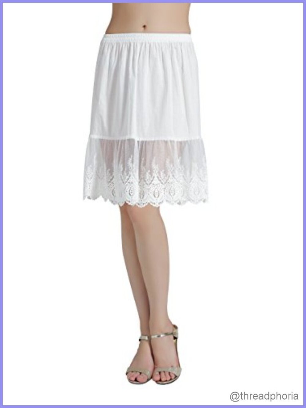 100% Cotton Half Slip with Lace Trim Vintage Underskirt